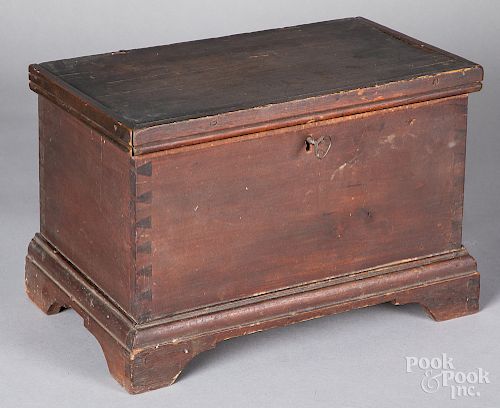 Miniature Pennsylvania stained pine blanket chest