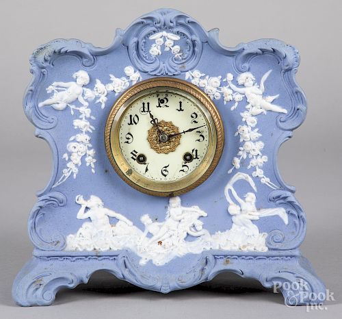 New Haven mantel clock, with jasperware case