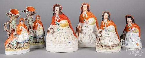 Five Staffordshire Red Riding Hood figures, etc.