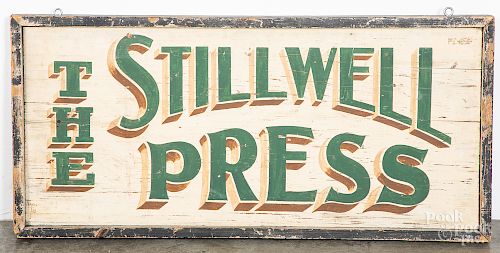 Painted Stillwell Press double sided trade sign