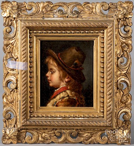 Continental oil on canvas profile portrait