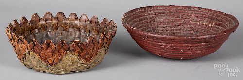 Two painted baskets