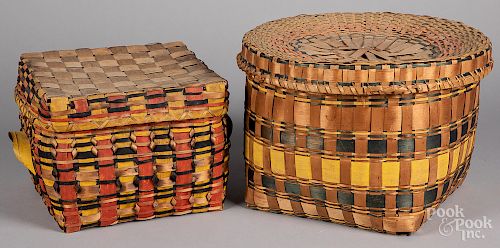 Two Woodlands Indian painted baskets