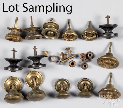 Sheraton brass and wood furniture knobs/pulls