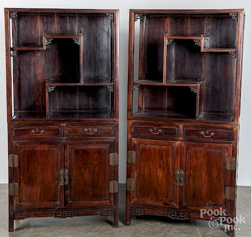 Pair of Chinese hardwood cabinets