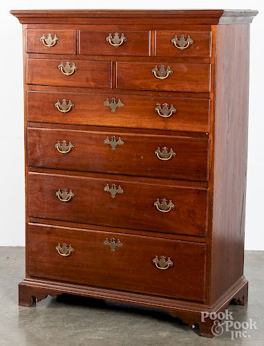 Chester County Chippendale cherry semi tall chest