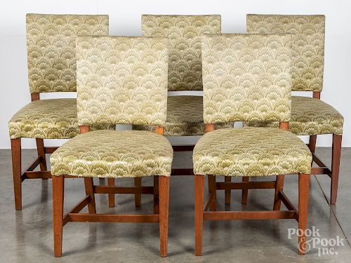 Late Chippendale mahogany upholstered chairs