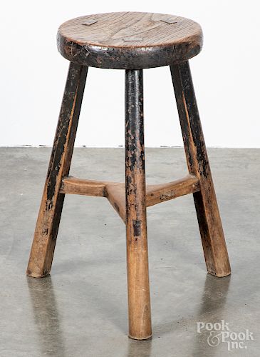 English painted yewwood stool