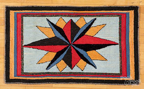 American hooked rug, with star