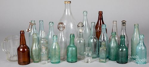 Collection of early glass bottles