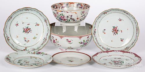 Four Chinese export porcelain bowls, etc.