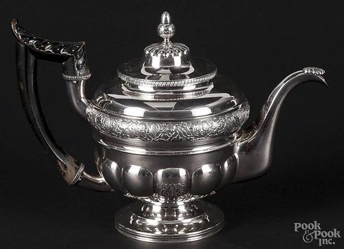 J. E. Caldwell sterling silver teapot, dated 1892, 8 3/4'' h., 37.5 ozt. including handle.