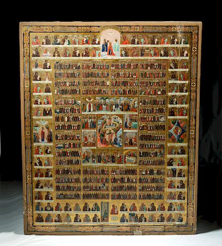 Huge / Grand 19th C. Russian Minyeaia Icon, ex-Museum