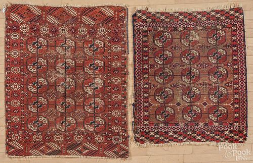 Two Turkoman mats, early 20th c., 3' 7'' x 3' 1'' and 3' 3'' x 2' 10''.