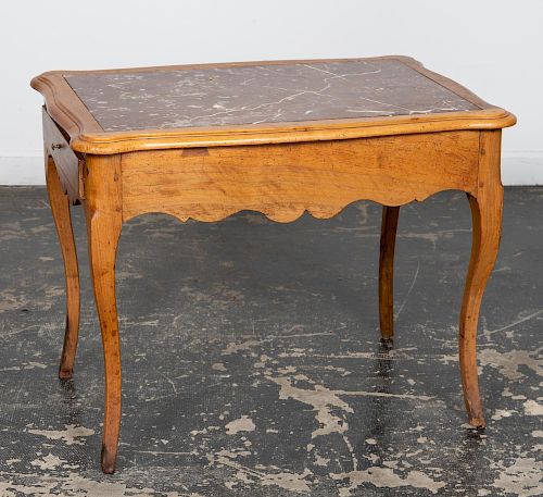 French Provincial Side Table with Rouge Marble Top