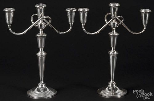 Pair of Crown weighted candelabra, 13 1/4'' h.