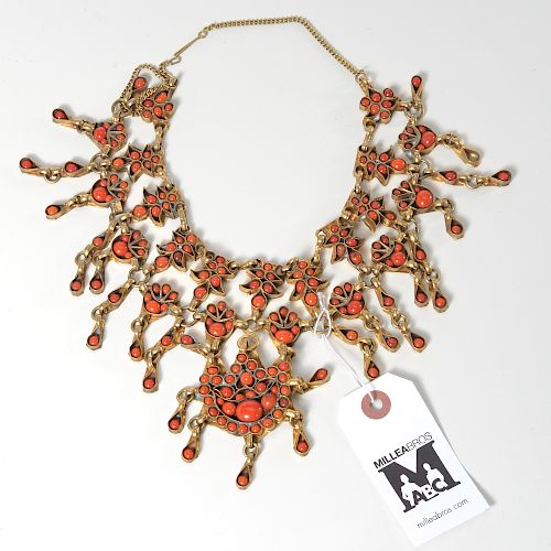 Vintage Southeast Asian style gilt bib necklace