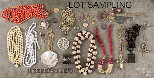 Large group of miscellaneous costume jewelry.