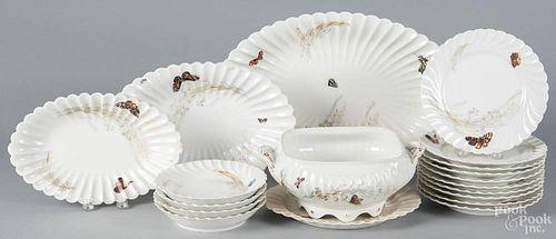 Nineteen pieces of Haviland Limoges porcelain, 19th c., with butterfly decoration.
