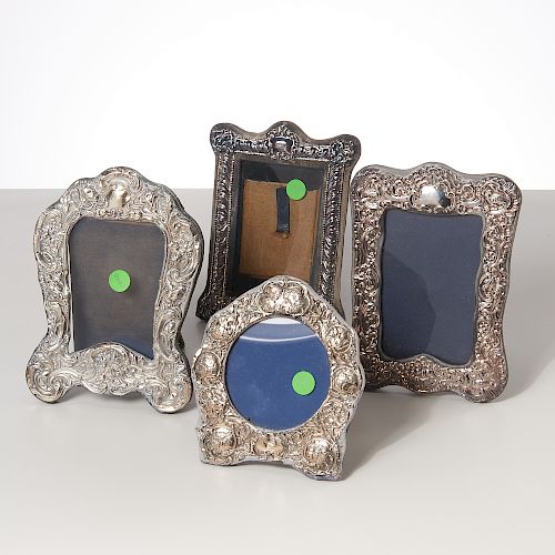 (4) English sterling repousse picture frames