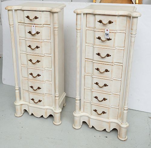 Pair Decorator white washed lingerie chests