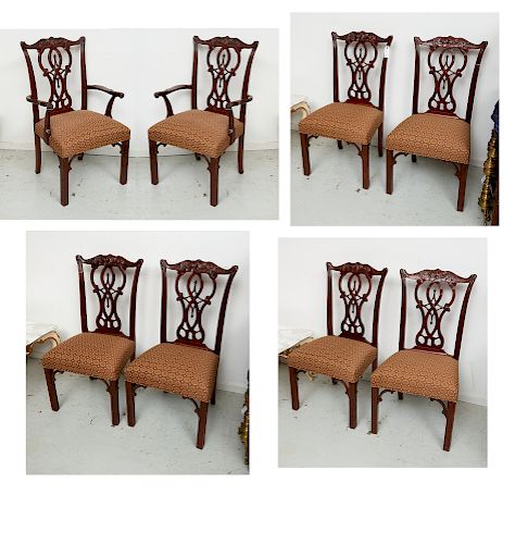 Set (8) Chippendale style dining chairs