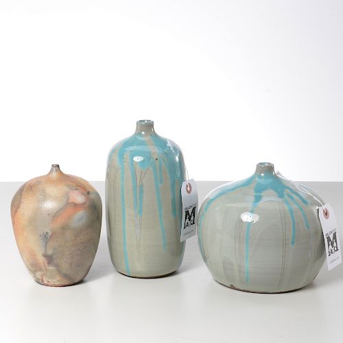 (3) signed Modernist studio pottery vases