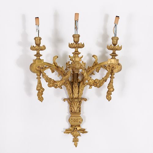 Large Louis XVI style gilt bronze wall sconce