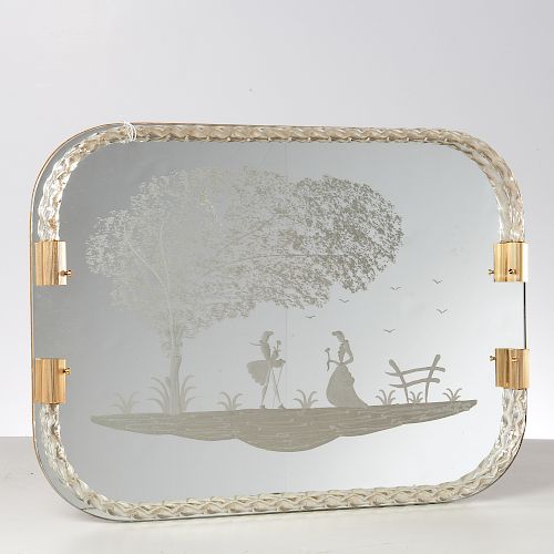 Ercole Barovier style Murano glass vanity tray