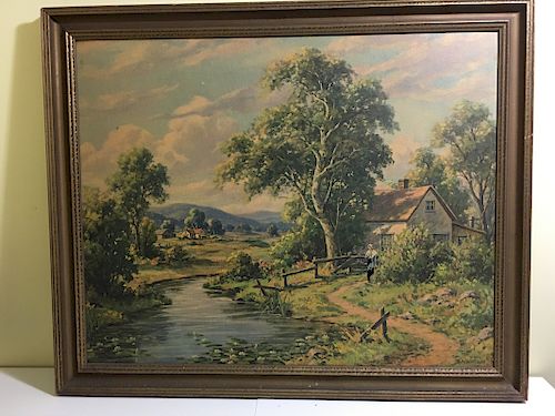 OLd Large Oil on Board, signed on right lower corner