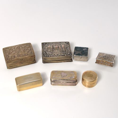 (7) antique European & Asian silver trinket boxes