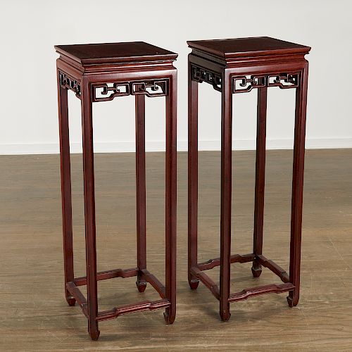Pair Chinese hardwood stands