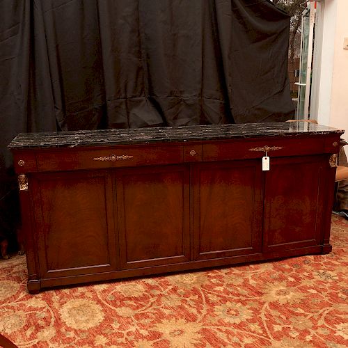 Egyptian Revival style marble top credenza