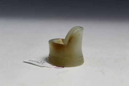 Chinese antique celadon jade thumb ring.