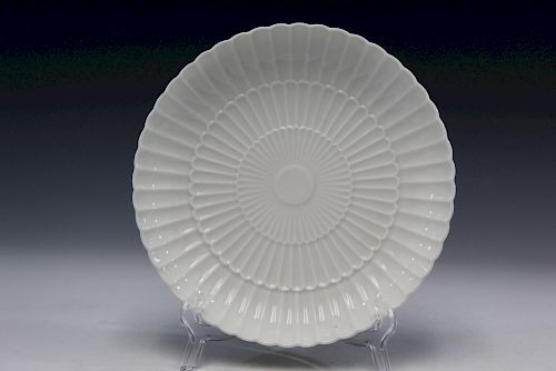 White glazed porcelain plate, marked Royal Copenhagen.