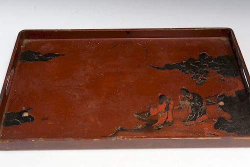 Chinese antique lacquer tea tray.