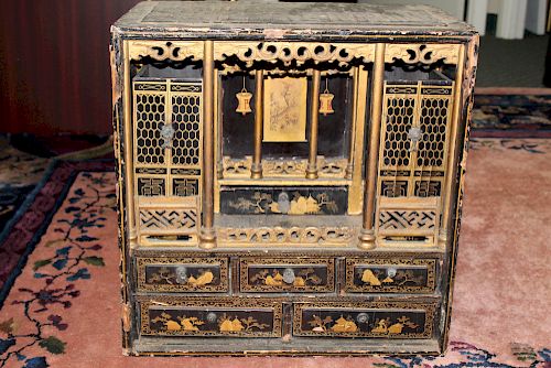 Japanese antique lacquer Buddhist altar shrine.