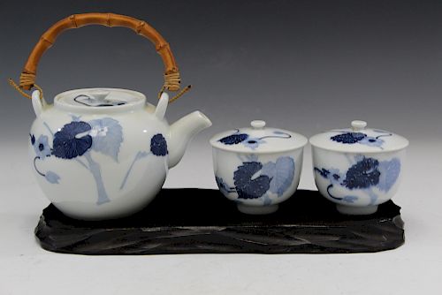 Japanese blue and white porcelain tea set.