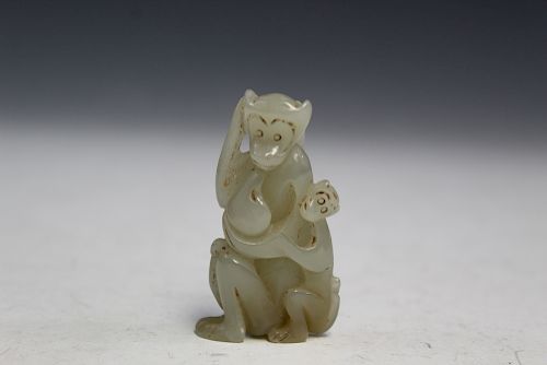 Chinese carved jade monkey