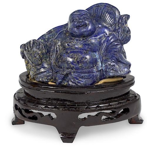 Chinese Carved Lapis Laughing Buddha Sculpture