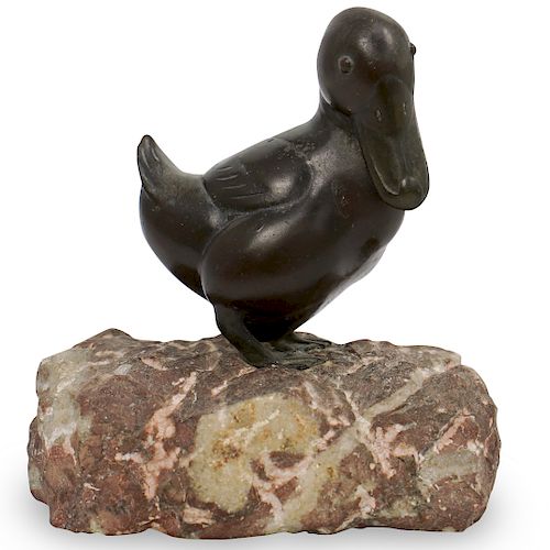 Continental Bronze Duck on Stone Base