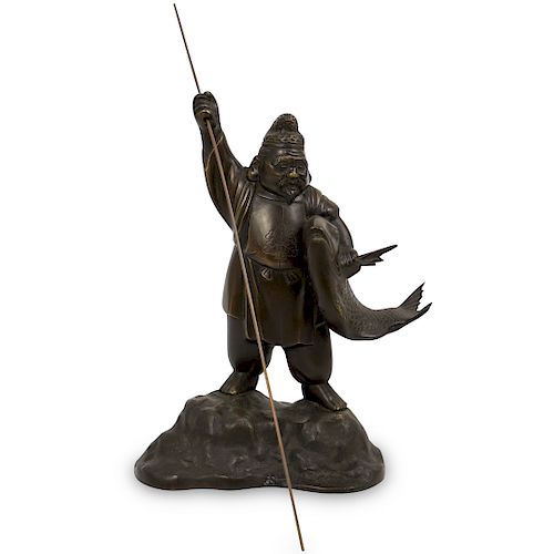 Cast Bronze Statue of a Japanese Fisherman