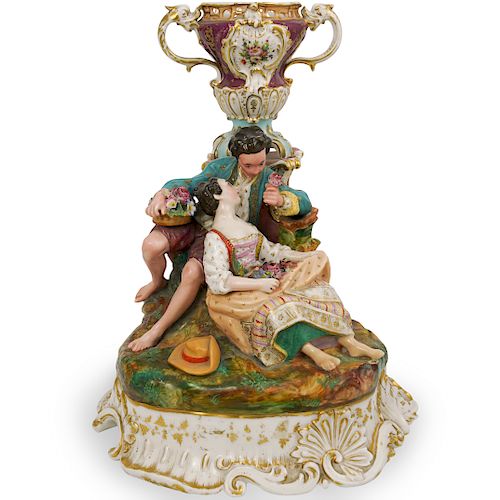 Large Porcelain Courting Couple Figural Group