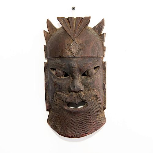 ANTIQUE CHINESE WOOD CARVED WALL MASK