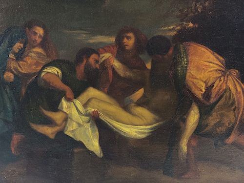 Christ Wrapped in Shroud 18th Century Painting