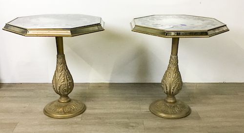 Pair of Neoclassical Glass Top Tables