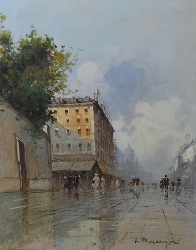 Continental Oil Painting of a Street Scene