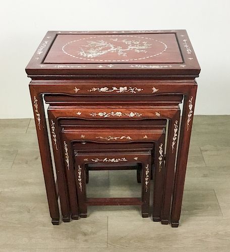 Nest of 4 Rosewood Chinese Tables