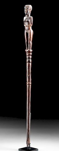 Early 20th C. African Nyamwesi Wooden Figural Staff
