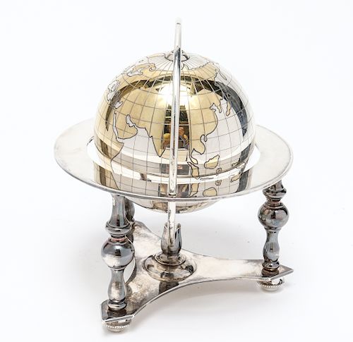 Bulgari Sterling Silver Table Globe, Vintage